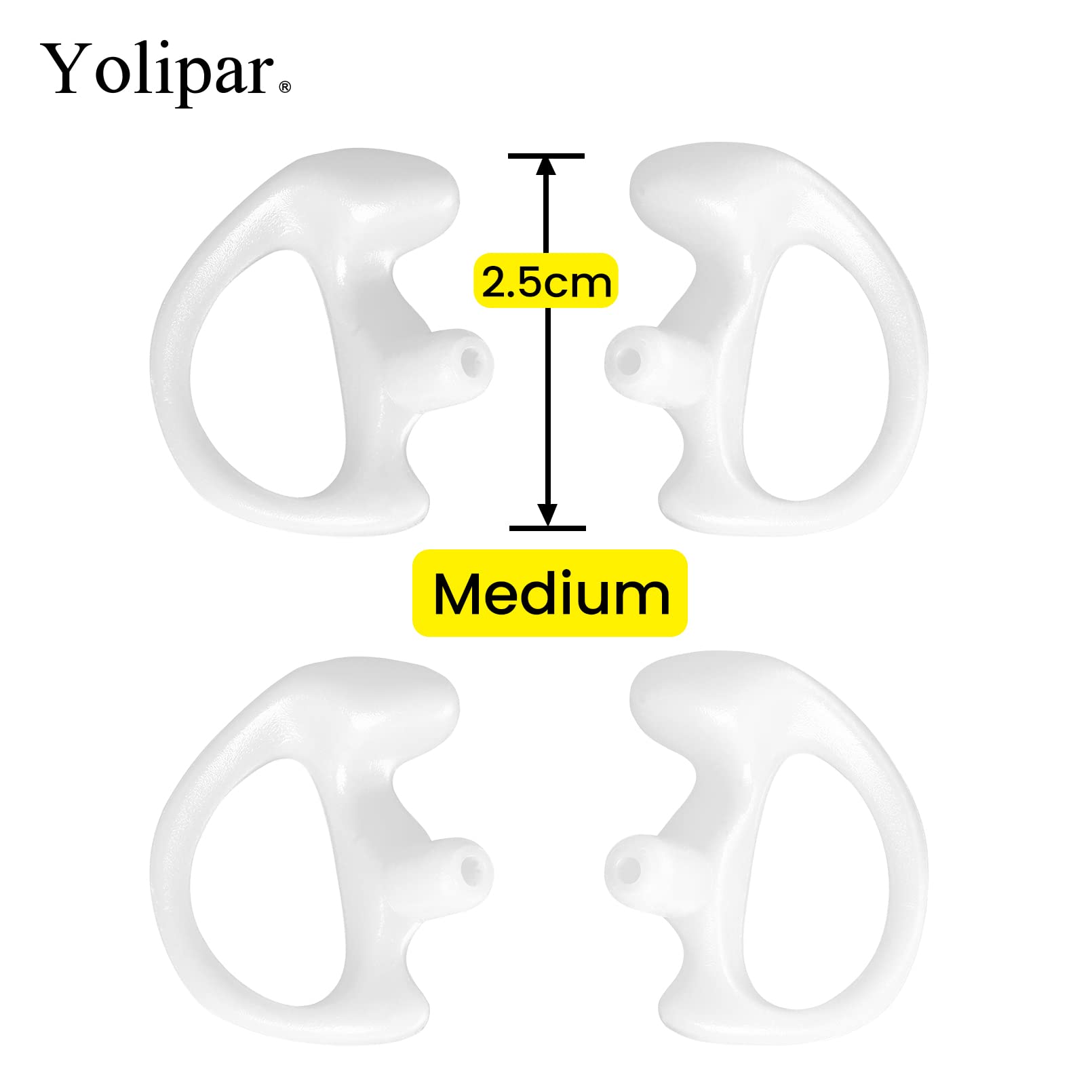 Yolipar Replacement Soft Silicone Eardud Earmold For Walkie Talkie Audio Kit Air Acoustic Tube Earpiece Headset (White, Medium(2