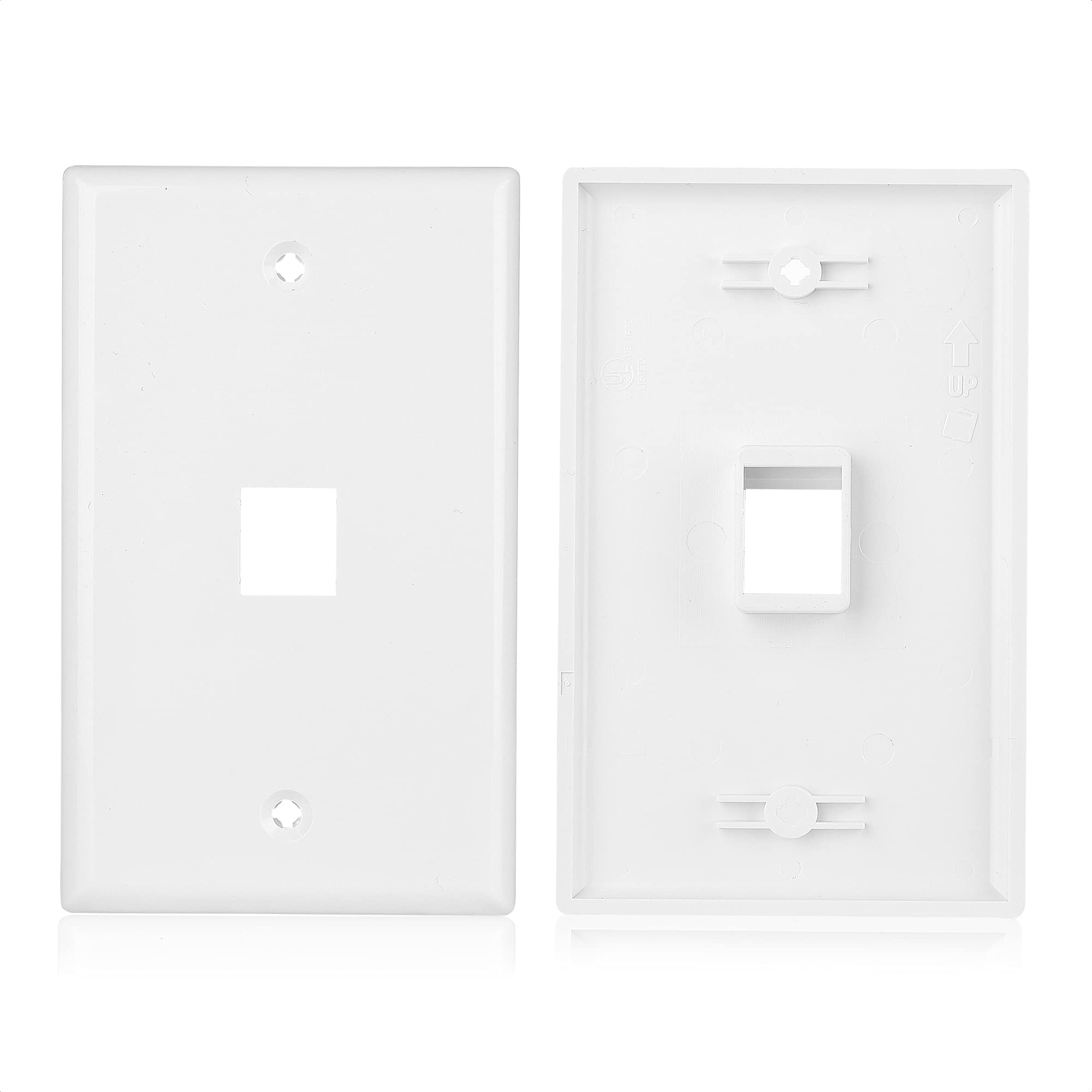 Cable Matters 2 Pack 1 Port Ethernet Wall Plate, Cat6 Wall Plate / Cat5 Ethernet Wall Outlet In White With Blue Ethernet Keyston