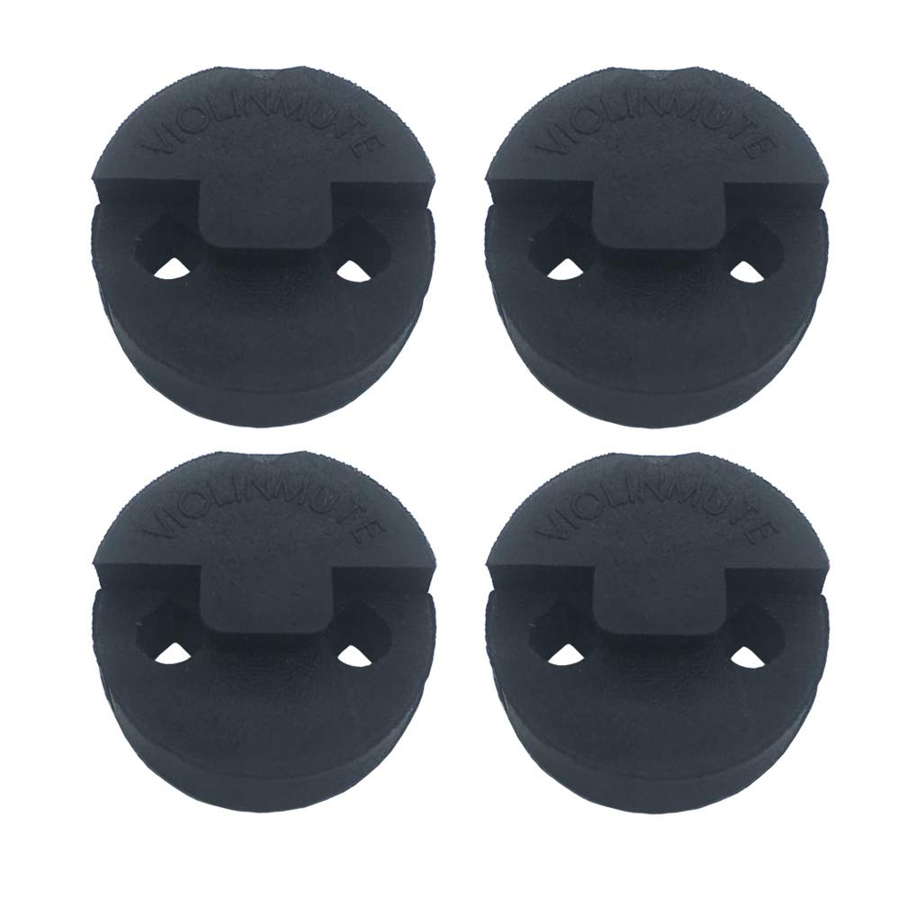 Amgate 4 Pack Violin Practice Mute For Violin And Small Viola, Round Tourte Style Rubber Mute, Black