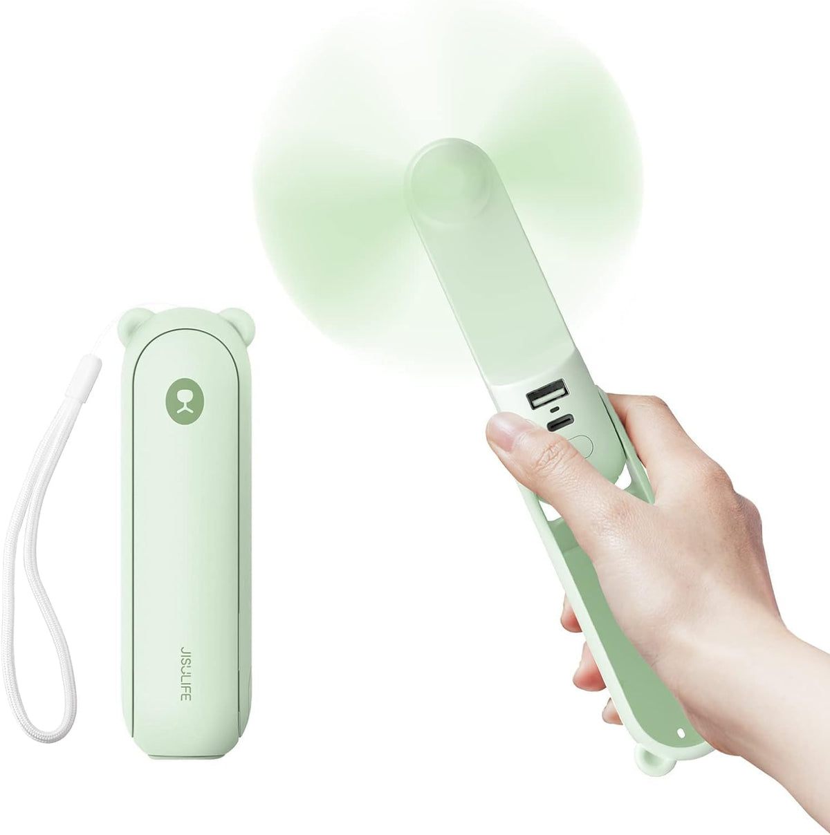 Jisulife Handheld Fan With 4500 Mah Powerbank Max 46 Hours Runtime,Pocket Fan Portable Battery Operated Or Usb Powered Folding P