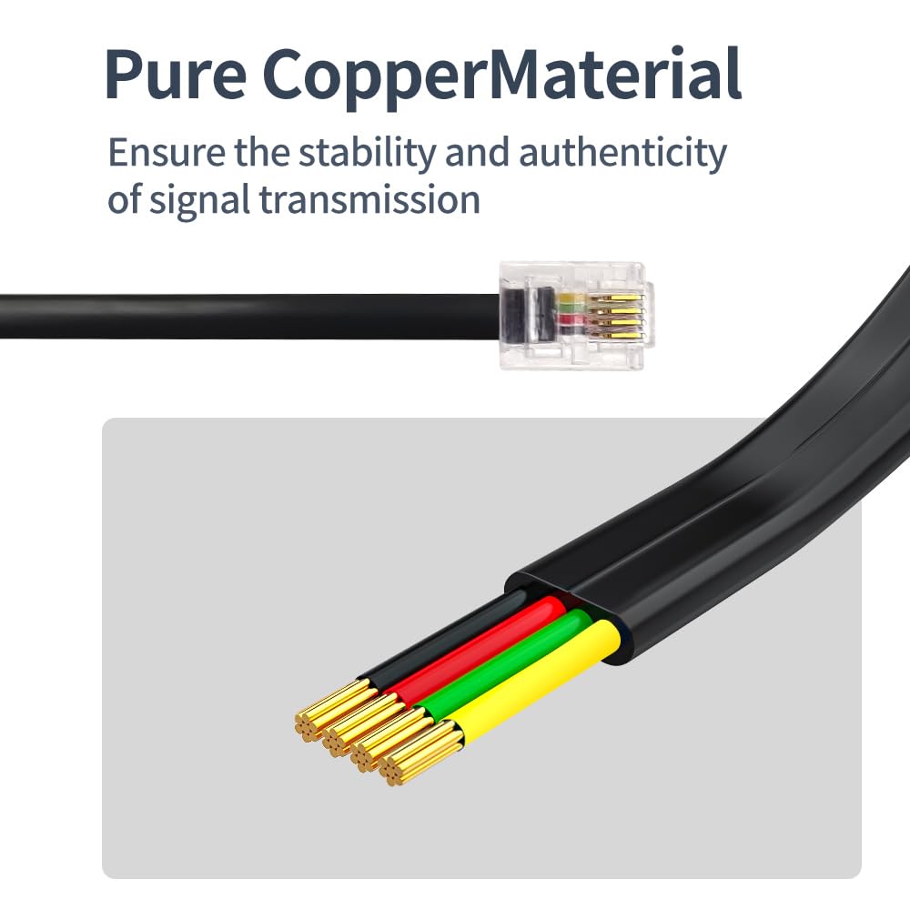 XANHAM Phone Cable RJ11 6P4C 3 Feet Black AV04602 for Landline Fax Modem