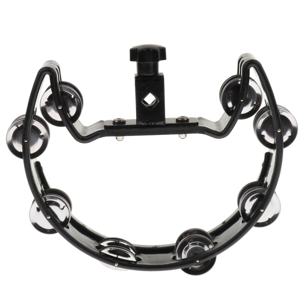 LOOM TREE Music Rattle Tambourine Handbell Shaker for Precussion Accompaniment Black | 1X Tambourine Rattle