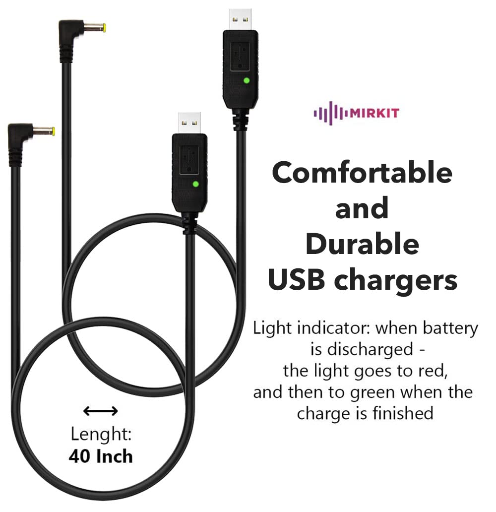 Mirkit 2Pc Uv5R Battery Bl 5 3800Mah & 2Pc 2.5 Mm Usb Charger Cables With Lanyards Mirkit For Two Way Radio Compatible With Baofeng Uv 5R Bf F8Hp Uv 5Rx3 Uv 5Rtp Uv 5X3