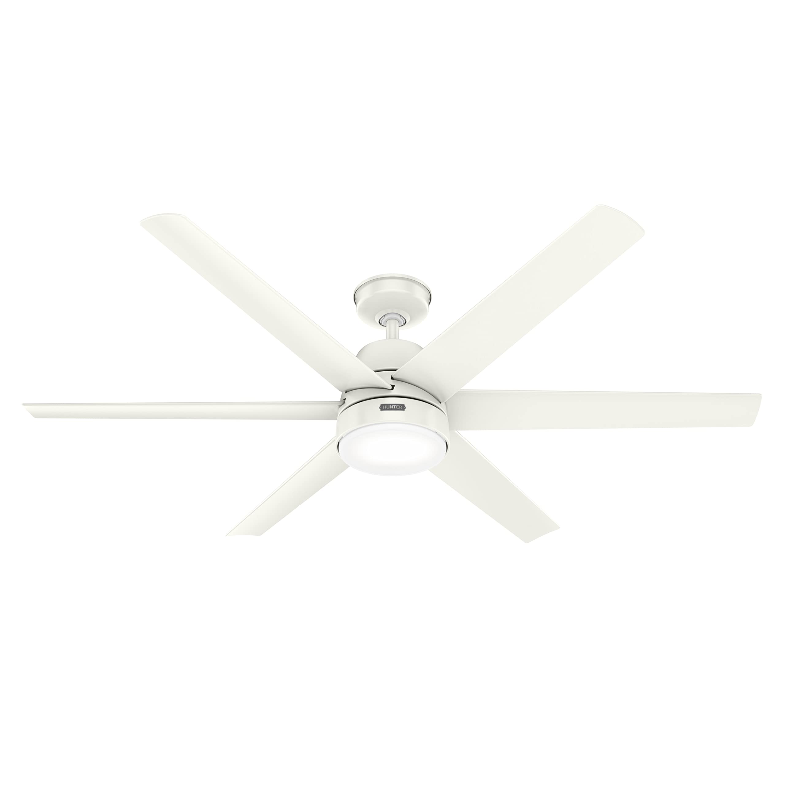 Hunter 60 inch Outdoor or Indoor Ceiling Fan with LED Light - White Ceiling Fan with Wall Control, For Patio, Garage, or Porch,
