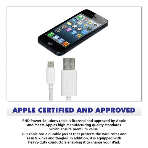 Rnd Apple Certified Lightning Usb 6Ft Cable For Iphone (10/X/8/8 Plus/7/7 Plus/6/6 Plus/6S /6S Plus/5/5S/5C/Se) Ipad (Pro/Air/Mi