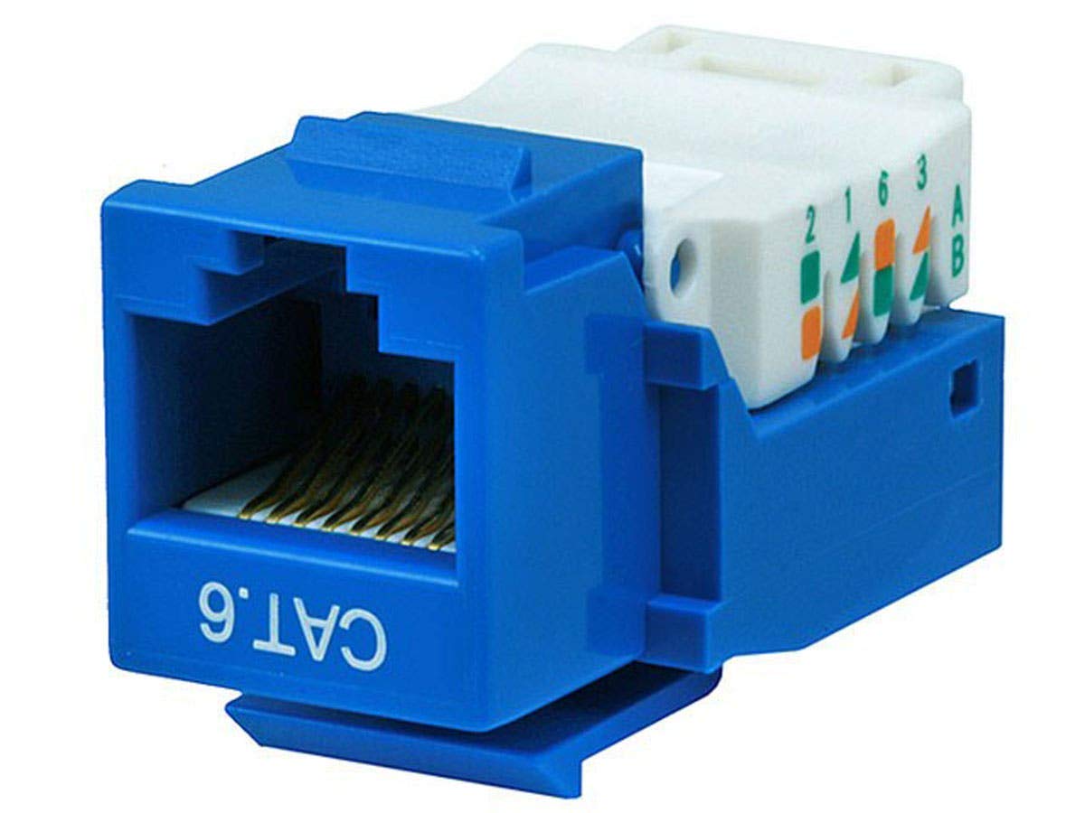 Monoprice Cat6 RJ45 Toolless Keystone Jack  For 2224AWG Solid Wire, Blue