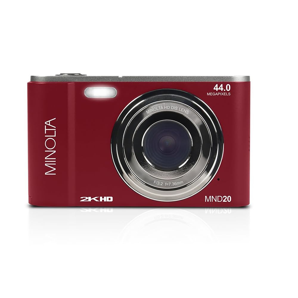 Minolta MND20 44MP Digital Camera  2.7K Ultra HD Video, 16X Digital Zoom, AntiShake Stabilization, Time Lapse, Face Detection,