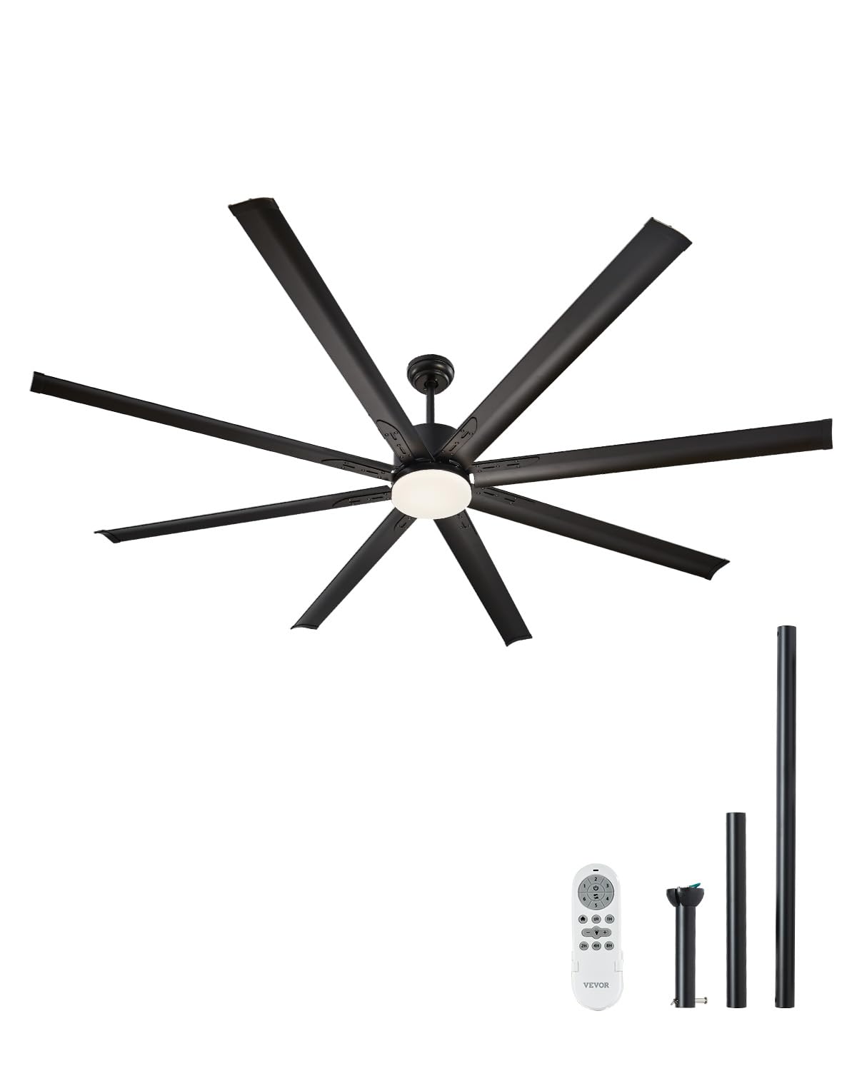 VEVOR 72 Inch Ceiling Fan with Light, 6-Speed Remote Control, Dimmable 3-Color Temperature, Reversible DC Motor, Modern Low Prof