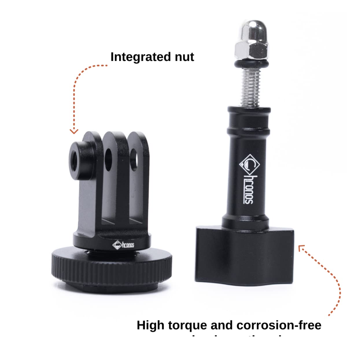 Chronos Aluminum Alloy Cnc Tripod Screw To Dslr Camera Flash Hot Shoe Mount Adapter With Aluminum Thumbscrew For For Gopro Max, Gopro Hero 10, Go Pro Hero 9, 8, 7, 6, 5, 4, And Dji Osmo Action Cameras