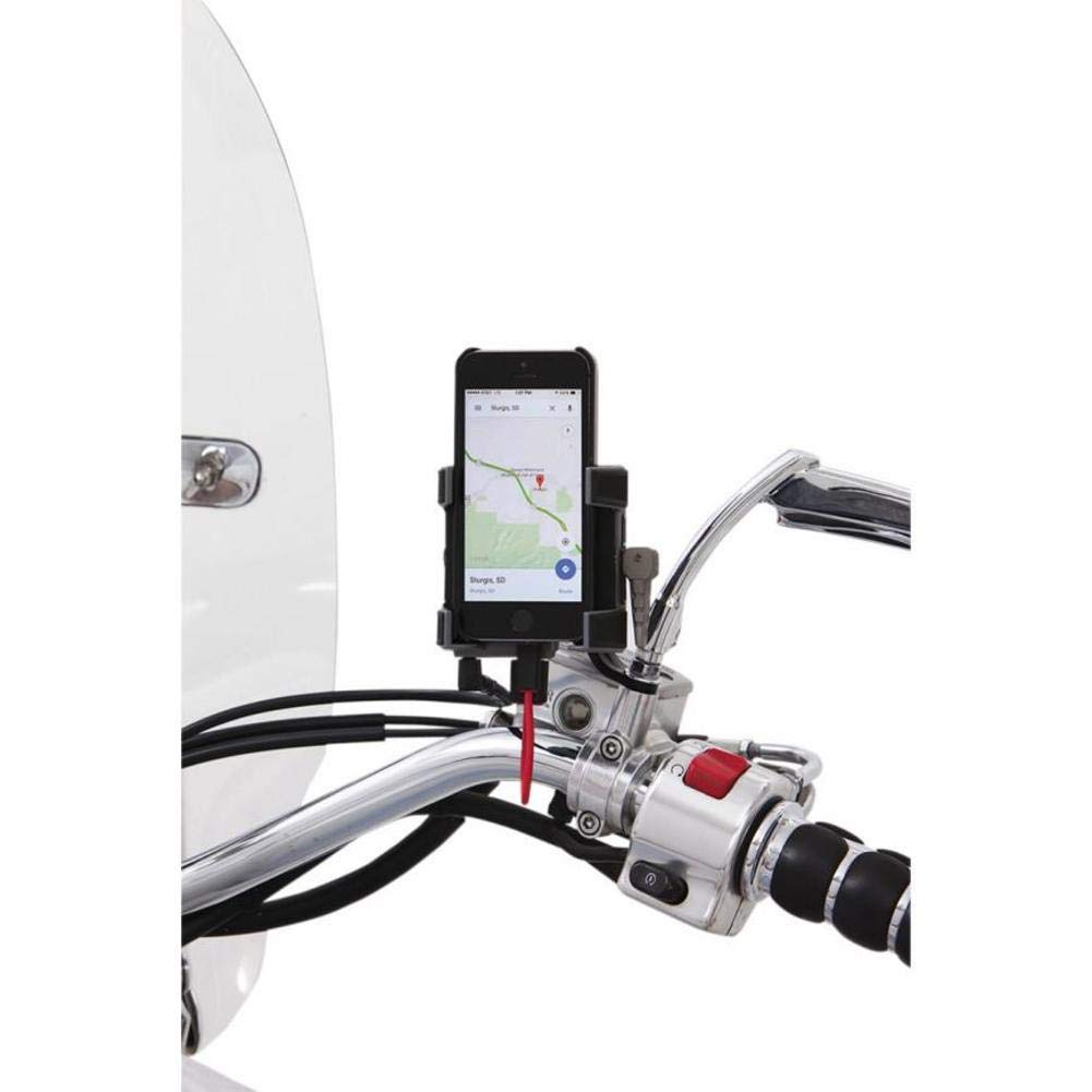 CIRO 50220 Smartphone/GPS Holder (Black Mirror Mount with Charger for All Models (Excluding Flht/Flhx Models))