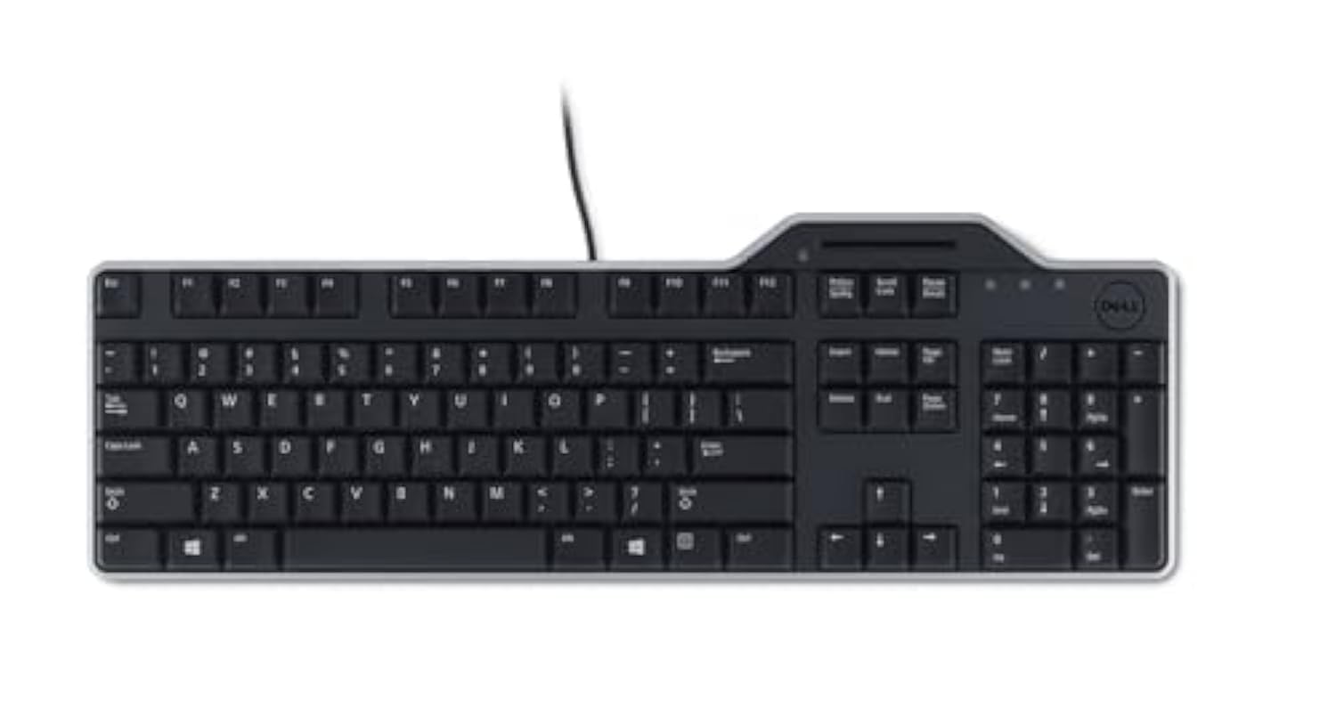 Dell Smartcard USB Keyboard - Black, Wired, Ergonomic Design, Compatible with Windows, Sleek and Reliable for Office Use