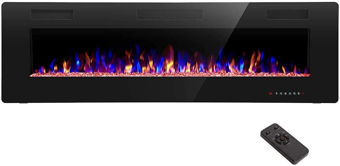 R.W.Flame 68 Inch Recessed And Wall Mounted Electric Fireplace, Ultra Thin And Low Noise,Fit For 2 X 6 Stud, Remote Control With