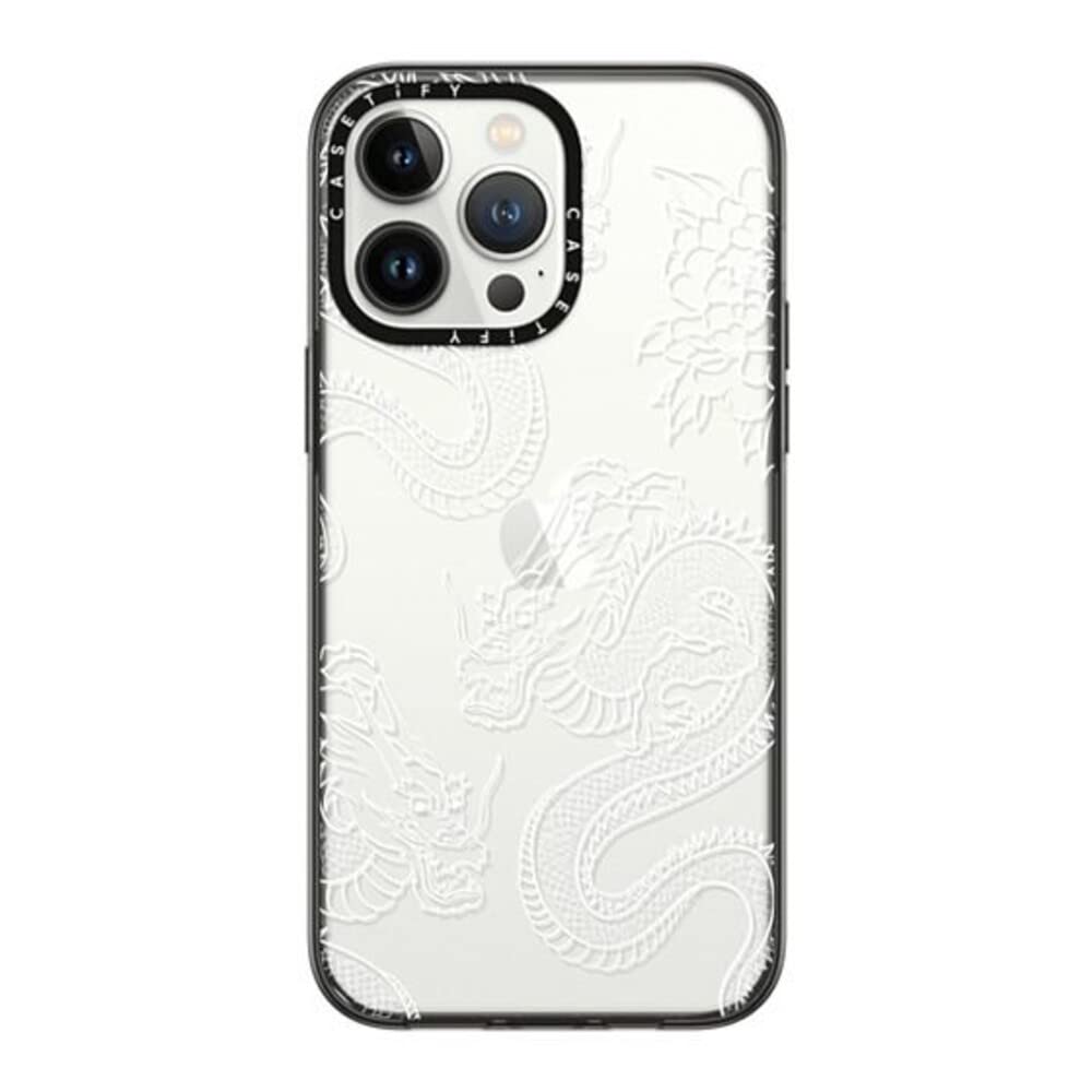 Casetify Compact Iphone 14 Pro Max Case [2X Military Grade Drop Tested / 4Ft Drop Protection]   Dragons   Clear Black