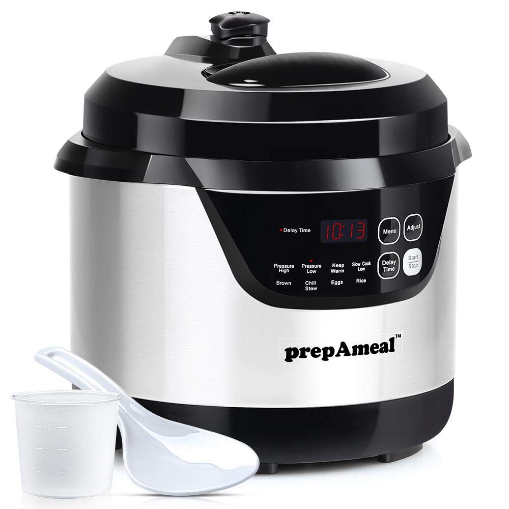 Prepameal 3 Quart Pressure Cooker 8 In 1 Multi Use Programmable Instant Cooker Electric Pressure Pot With Slow Cooker, Rice Cook