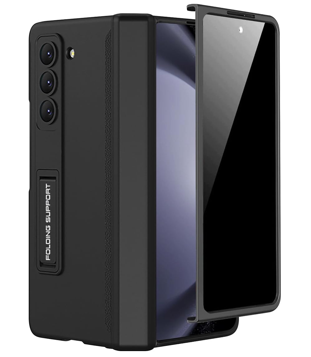 Miimall For Samsung Galaxy Z Fold 5 Case With Privacy Screen Protector, Built In Convenient Adjustable Kickstand & Magnetic Hing