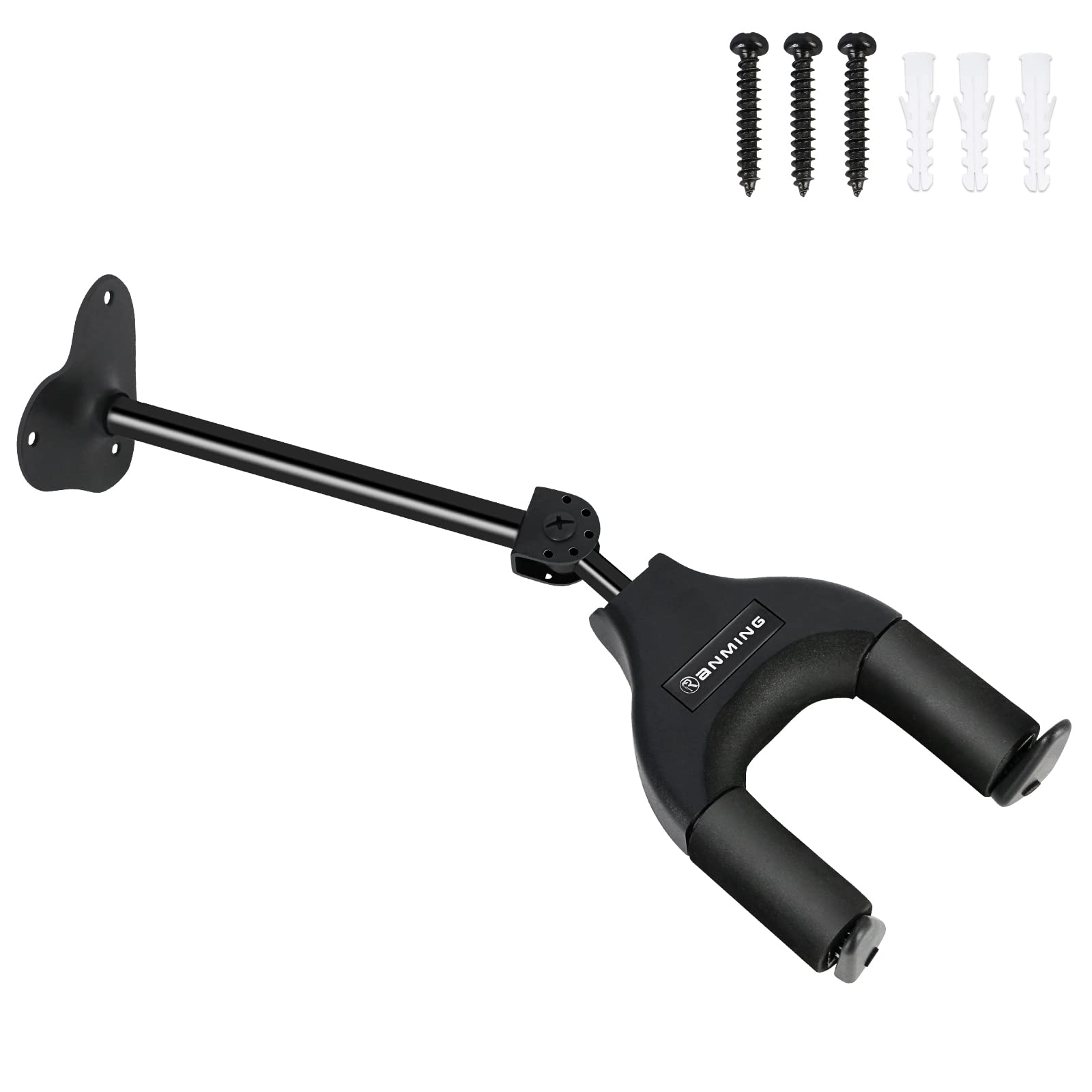 RANMING Guitar Wall Hook Hanger Metal Base Wall Mount Hangers Lengthen Auto Locking Guitar Hangers Accommodates Many Styles Inst