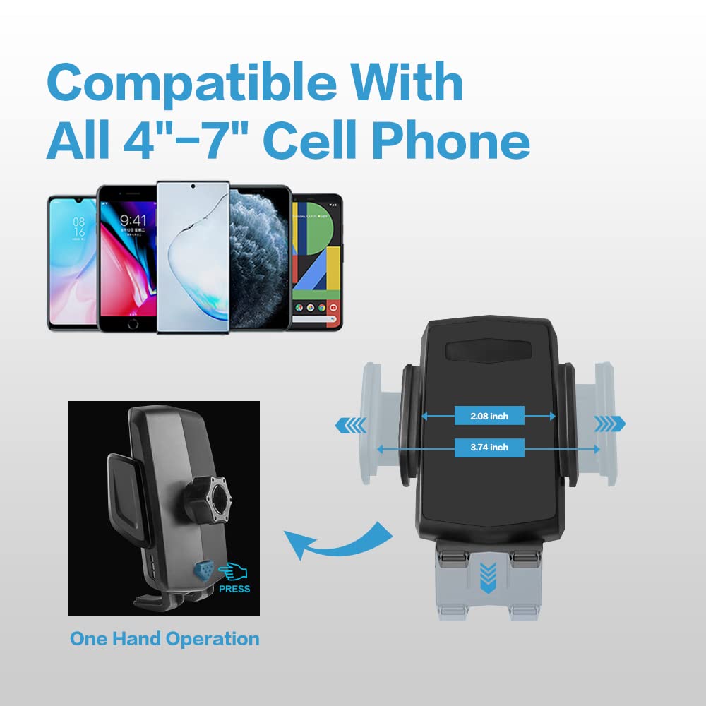 Vargtr 2-In-1 Cup Holder Phone Mount, Universal Adjustable Gooseneck Cup Holder, 360 Rotation, One-Button Release, Fits 4''-7''