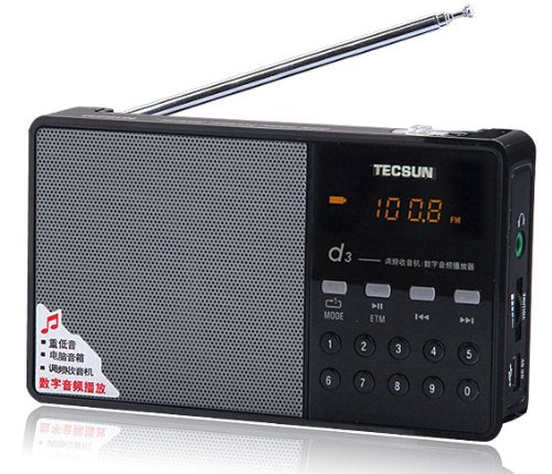Tecsun D3 Rechargeable Fm Radio With Etm, Mp3 Player With Built In Micro Sd Card Slot & Portable Hi Fi Speaker With Dsp Bass For