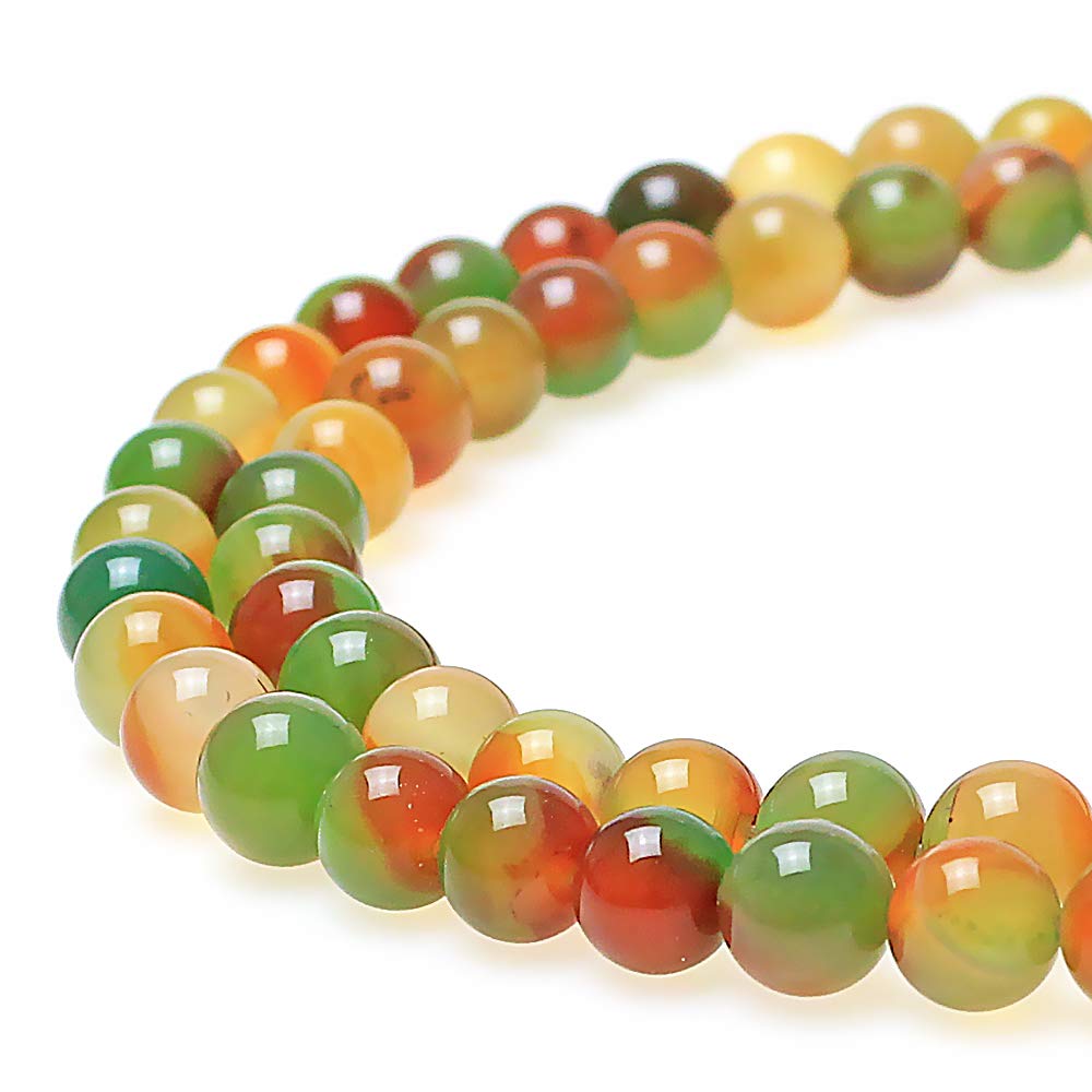 Mjdcb Natural Peacock Agate Beads Red Green Agate Beads Round Stone Beads For Diy Necklace Bracelat Jewelry Making Strand 15 (6M