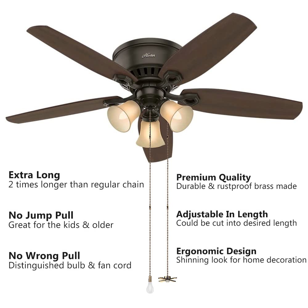 Ceiling Fan Pull Extension Chain With Recognizable Fan And Bulb Cord, Made From Rustproof Brass And Decorative Frosted Glass (Le
