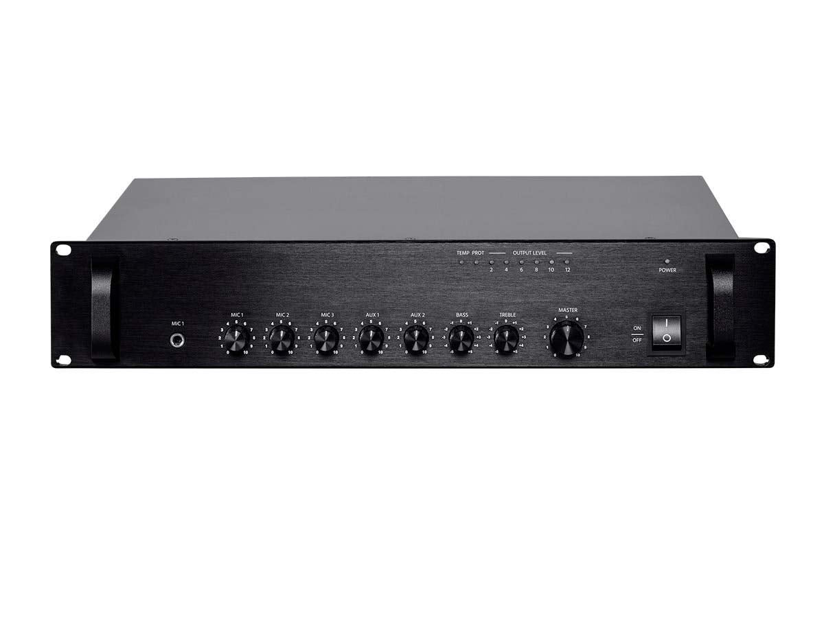 Monoprice Commercial Audio 60W 5Ch 100/70V Mixer Amp With Microphone Priority (No Logo)