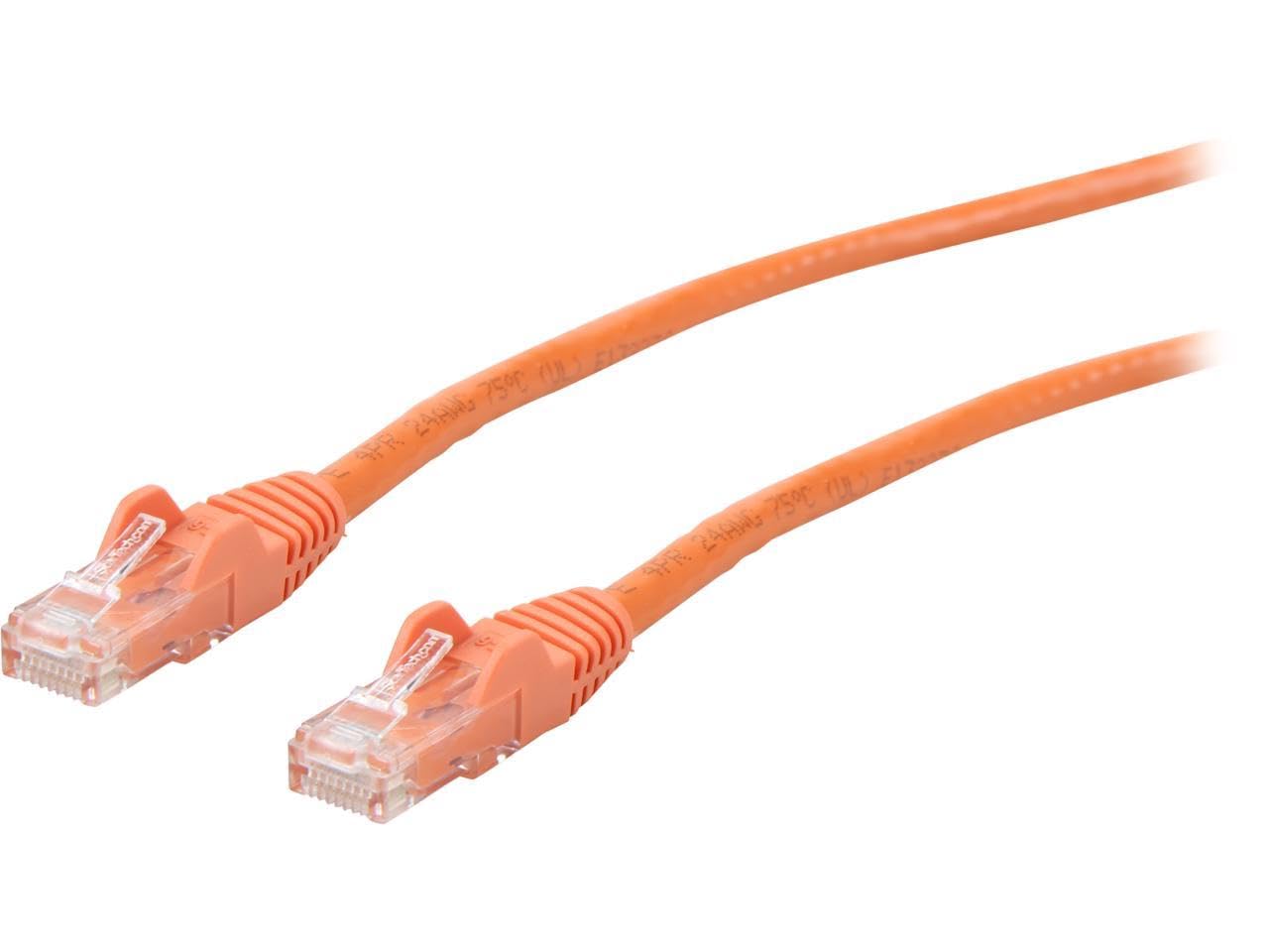 StarTech.com 12ft CAT6 Ethernet Cable   Orange CAT 6 Gigabit Ethernet Wire  650MHz 100W PoE RJ45 UTP Network/Patch Cord Snagless w/Strain Relief Fluke Tested/Wiring is UL Certified/TIA (N6PATCH12OR)