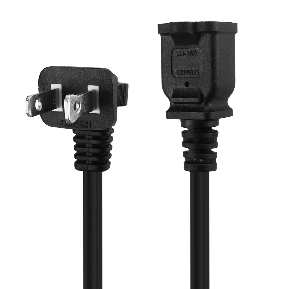 6 Feet (1.8M) Right Angled Polarized Us 2 Prong Male Female Extension Power Cord Cable, Spt 2 16Awg 2 Prong Extension Cable Cord