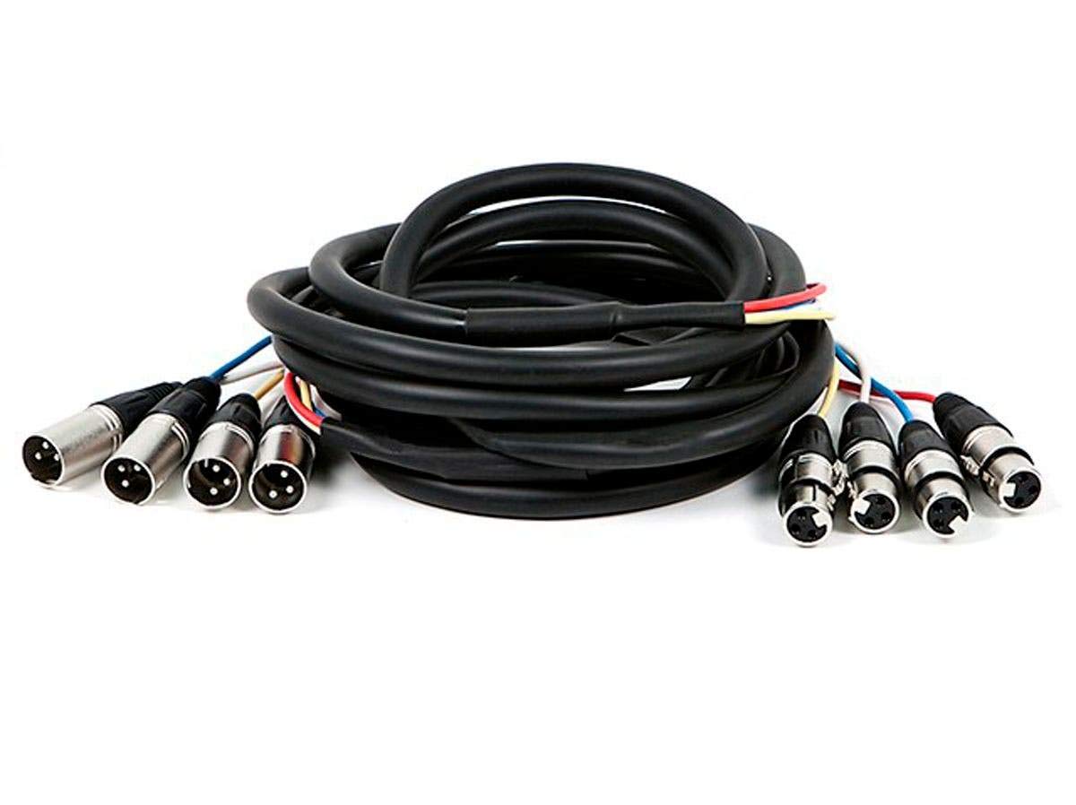 Monoprice 4 Channel Xlr Male To Xlr Female Snake Cable   3 Feet   Black/Silver, Metal Connector Housings, Plastic And Rubber Cab