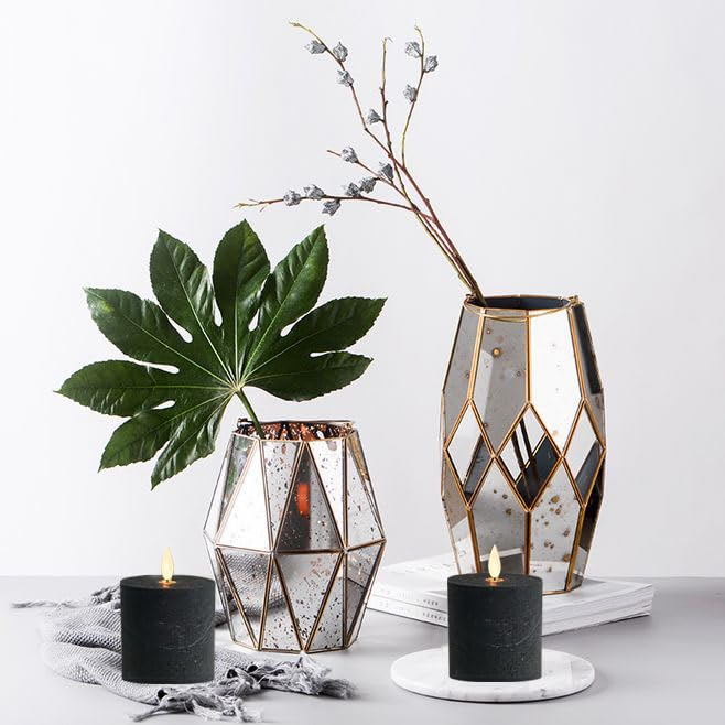 Volnyus Black Flameless Candles Set Of 2 (3X3 Inch) Real Wax Flickering Led Candles Battery Operated With Remote Control Timers