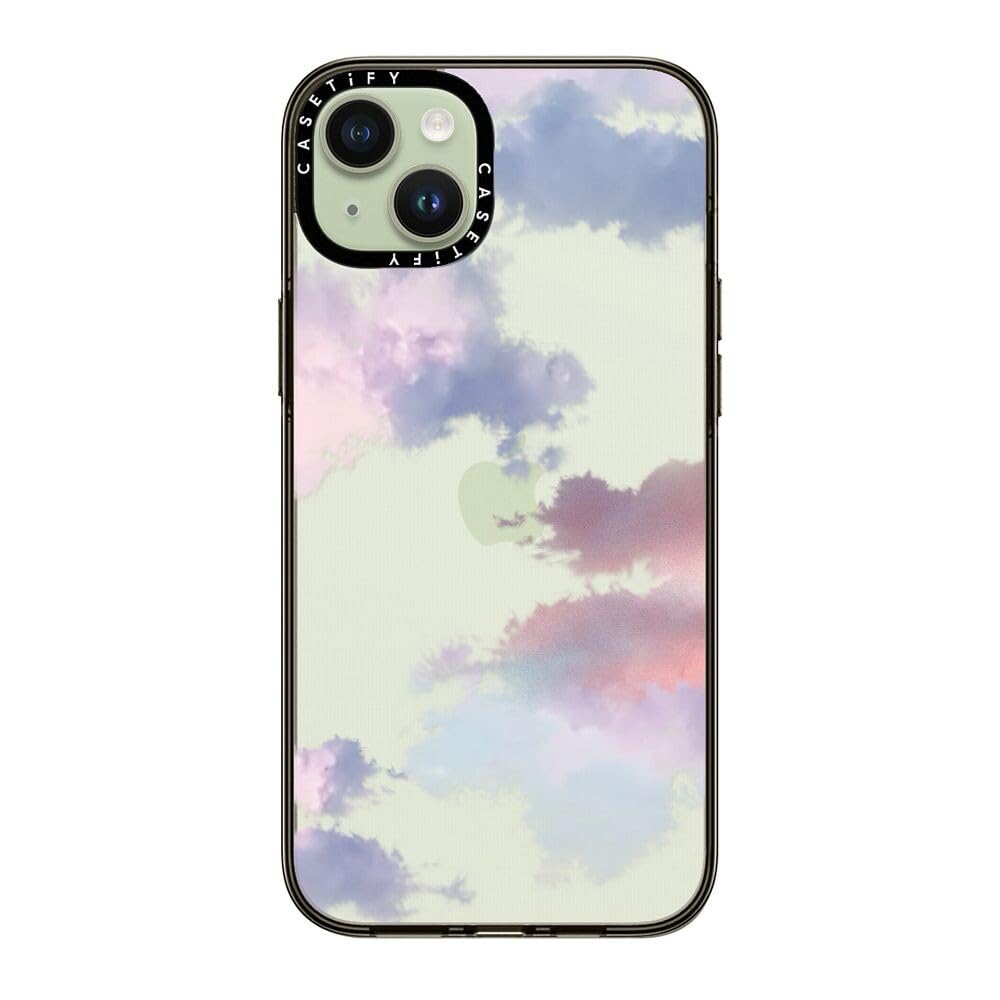 Casetify Compact Iphone 15 Plus Case [2X Military Grade Drop Tested / 4Ft Drop Protection]   Clouds   Clear Black