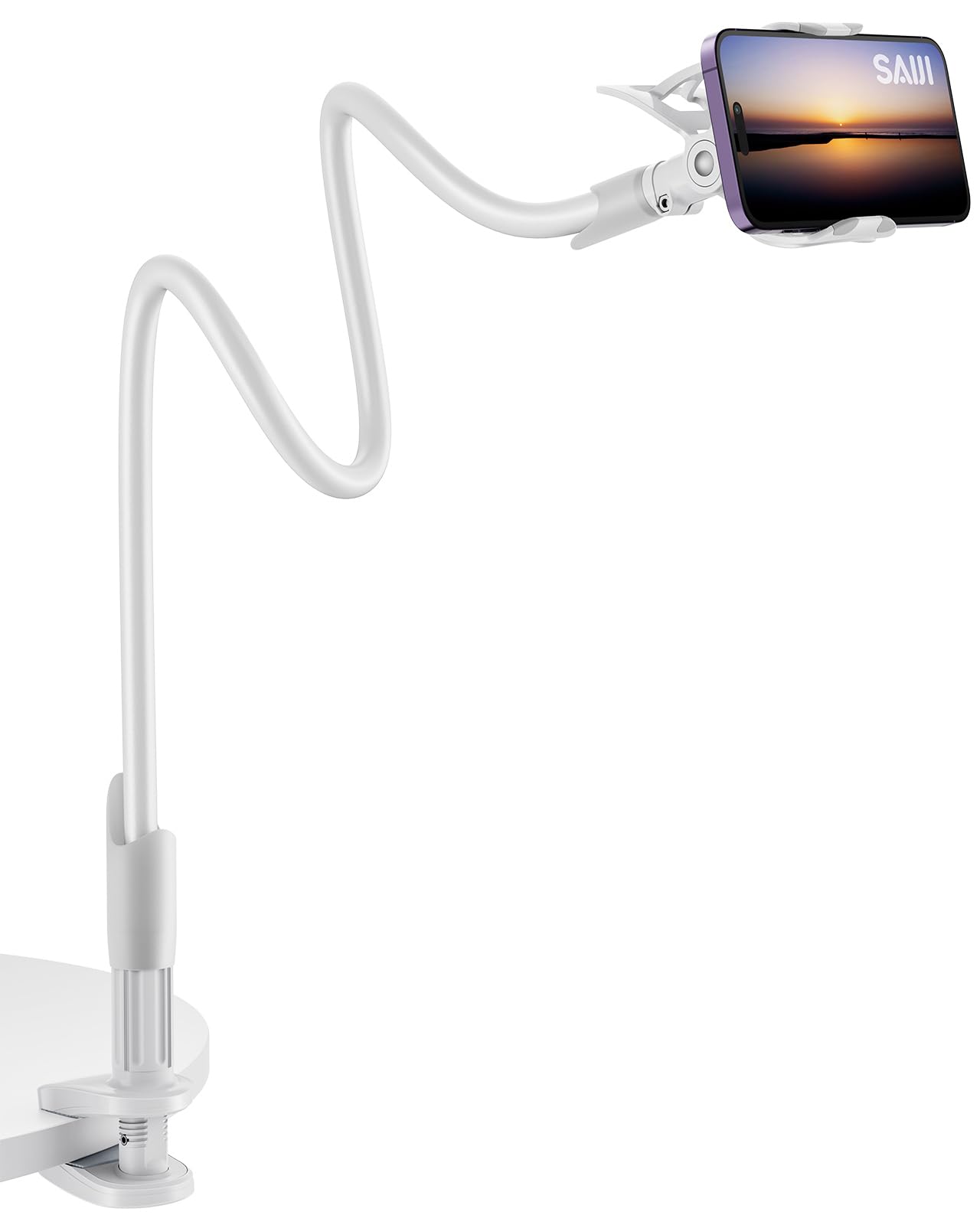 Saiji Gooseneck Cell Phone Holder, Clamp Universal Lazy Mount Clip Hands Free Flexible Long Arm Bracket Grip For 4 7 Phones Mobi