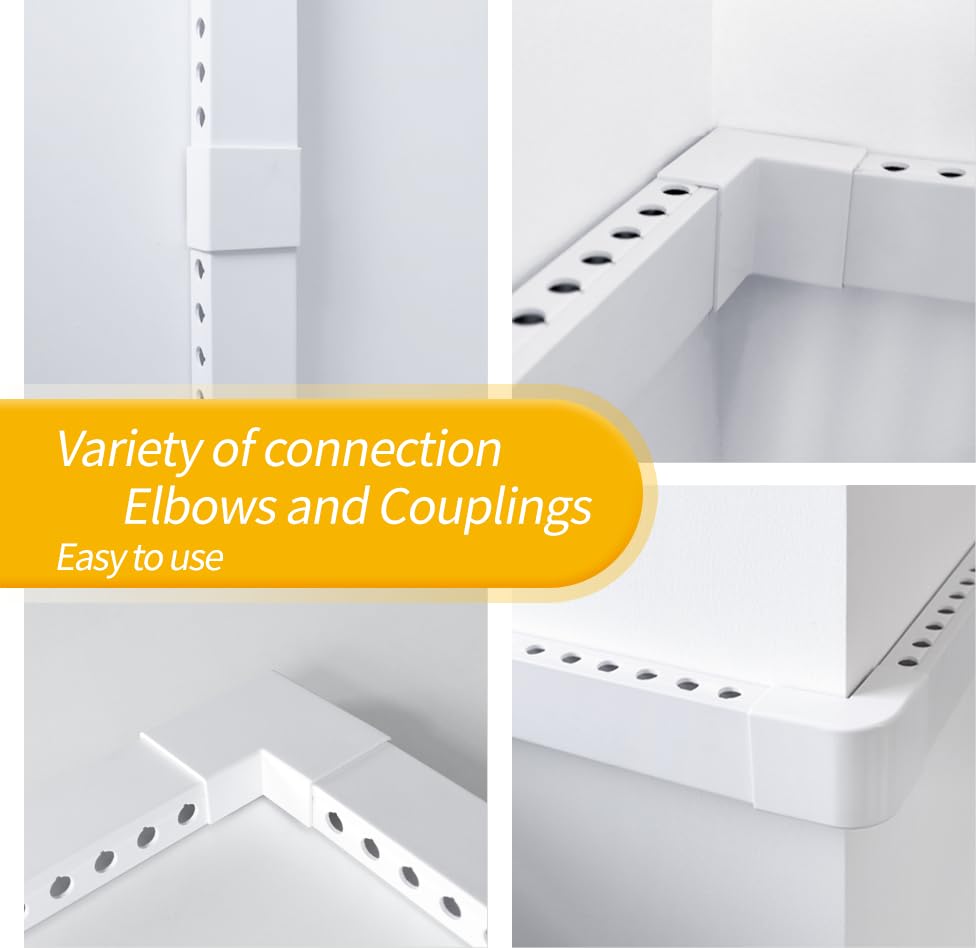 RJYKVS 139 Inch Cable Raceway Kit Open Slot Snap Design for Cable Management White PVC