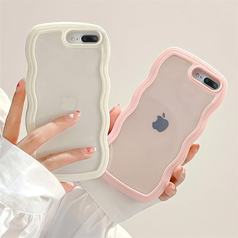 Qltypri Compatible With Iphone 7 Plus/8 Plus Case, Cute Curly Wave Frame Clear Case For Girls Women, Transparent Soft Silicone T