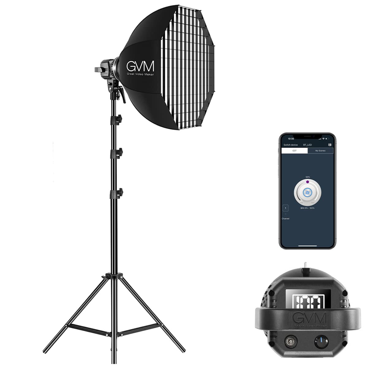 GVM 80W Photo Studio Lighting Kit, LED Video Light with Bowen Mount 23.6' Softbox, Tripod Stand, Continuous Output Daylight 5600K Lights for Photography