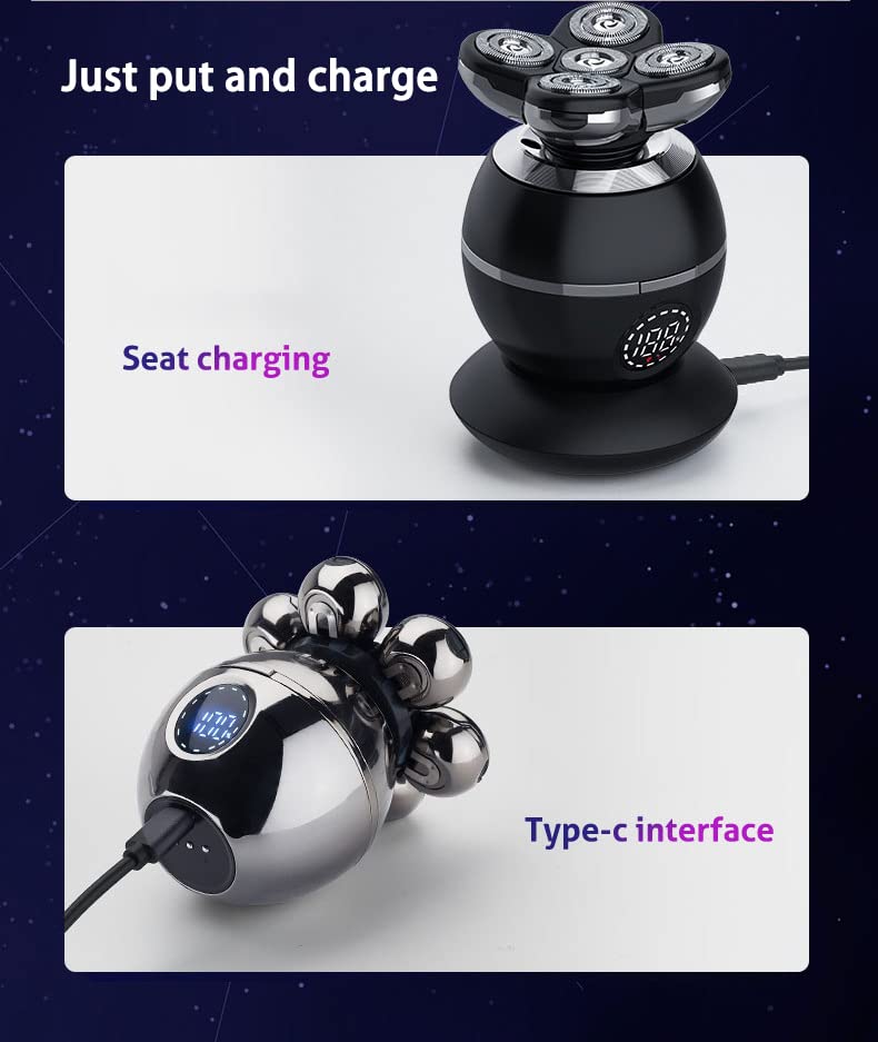 Upgrade Head Shaver For Men,5 In 1 Mens Electric Shaver Bald Head Shaver,Led Display,Multifunctional Cordless Ipx7 Waterproof Ro