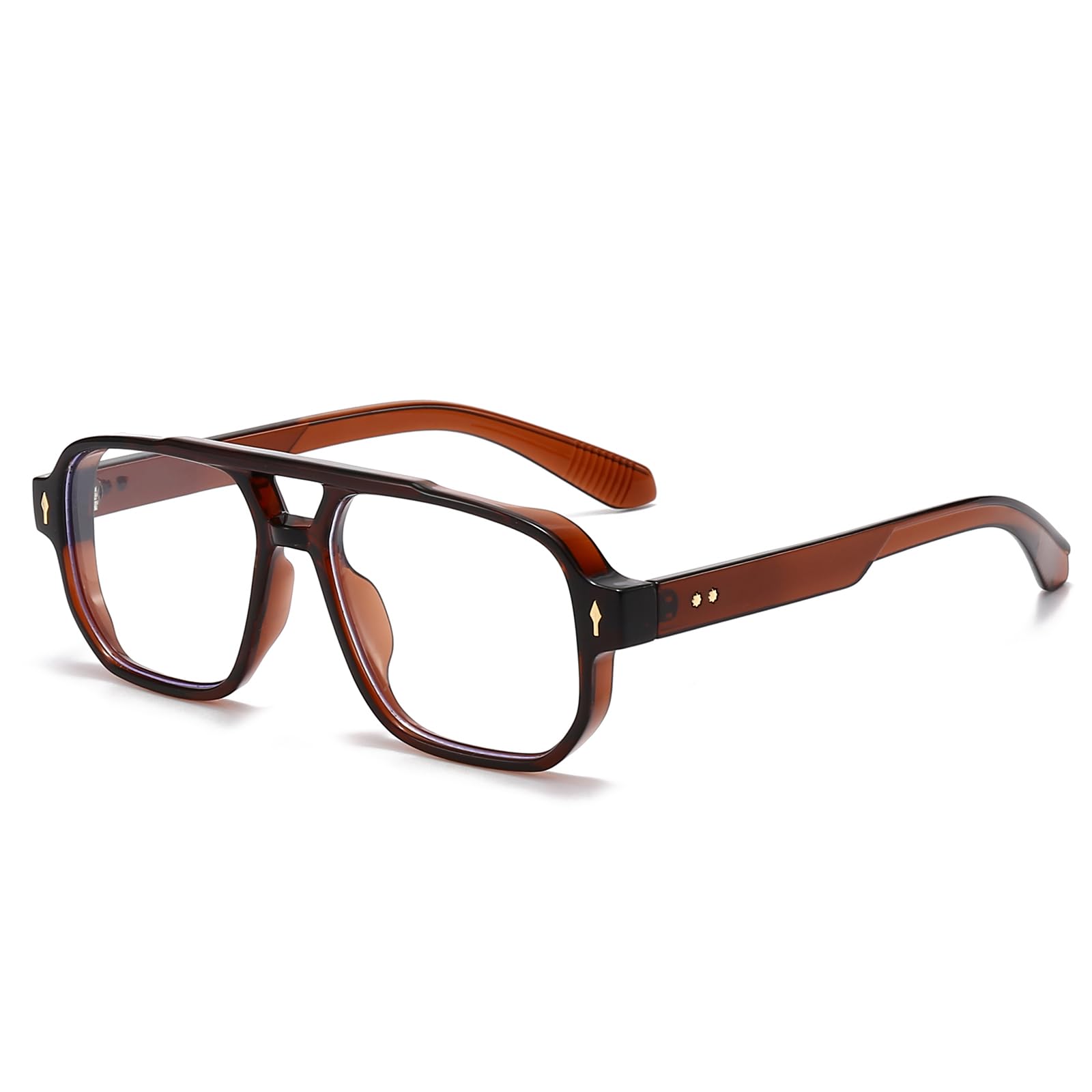 LJCZKA Pilot Blue Light Blocking Glasses Women Men 70s Retro Square Frame Oversized Computer Eyeglasses Anti Glare Clear Lens (B