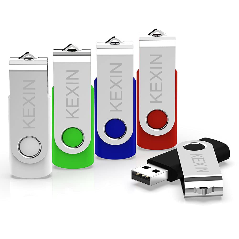 KEXIN 8GB Flash Drive 5 Pack Thumb Drive USB Flash Drive Jump Drive USB 2.0, 5 Colors (Black, Blue, Green, White, Red)