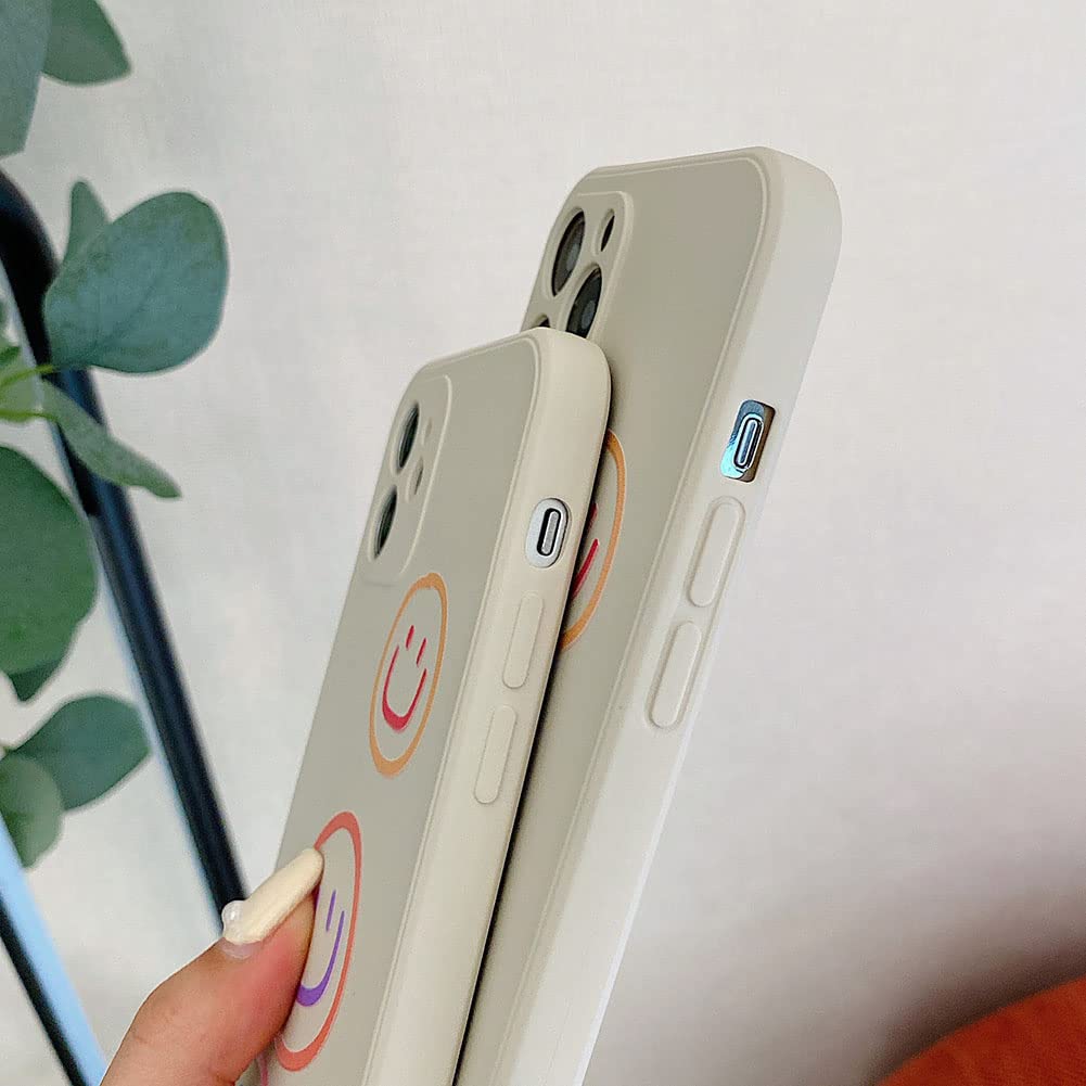 KERZZIL iPhone 12 Case Smile Pattern Silicone Slim Fit Shockproof 6.1 Inch Beige