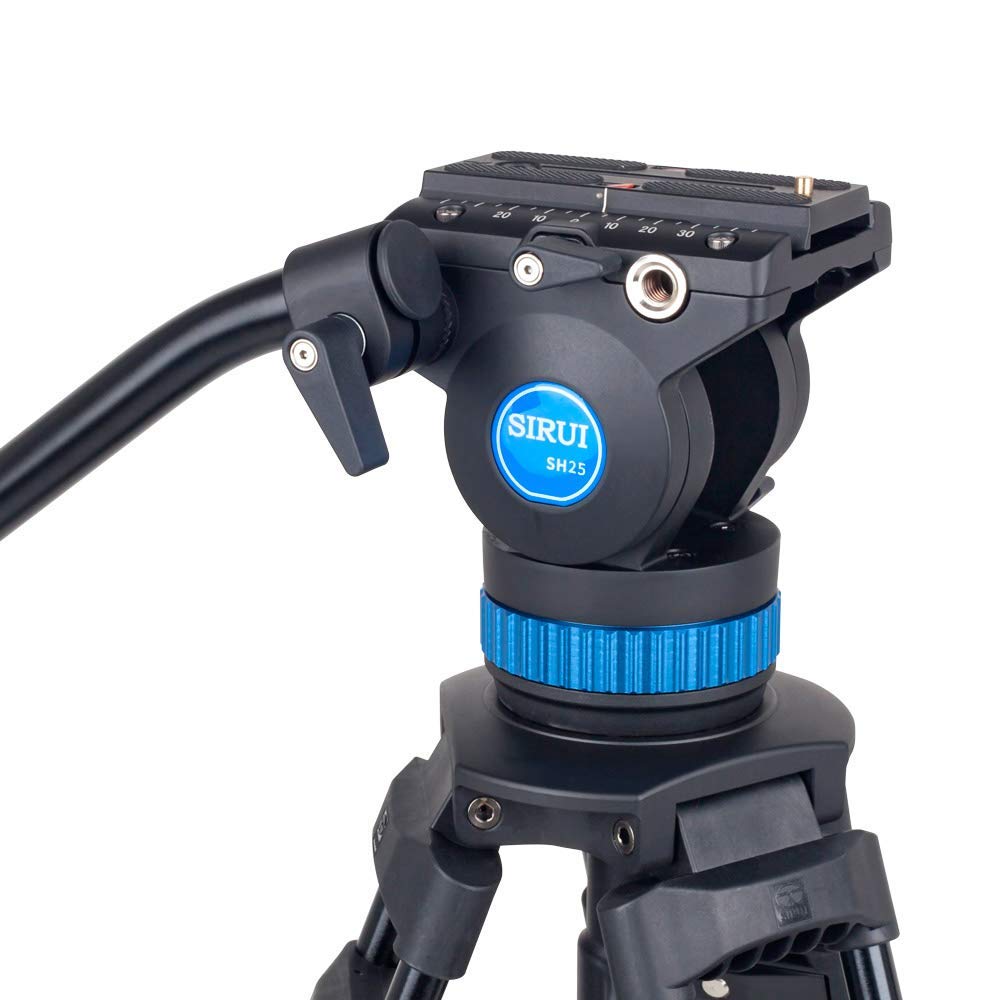 SIRUI Video Tripod SH-25, Professional Broadcast Tripod with Fluid Head for Cameras, Universal Platform and Handle for Tilting a