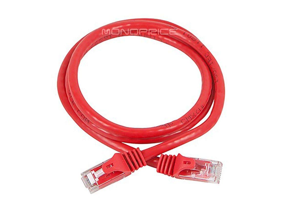 Monoprice Cat6 3Ft Red Patch Cable Utp 24Awg 550Mhz Pure Bare Copper Snagless Rj45 Flexboot Series Ethernet Cable