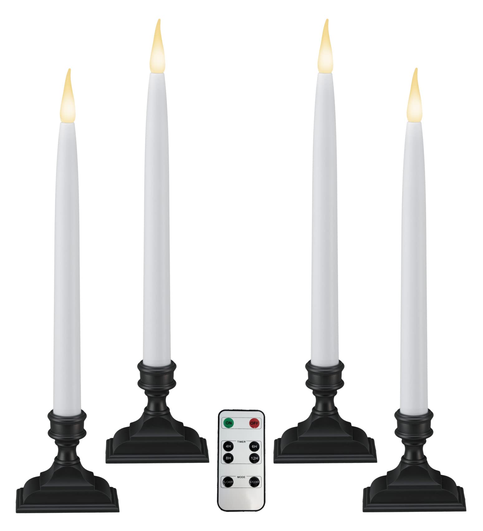 612 Vermont Battery Operated Led Window Candles With Timer, Remote Control, Warm White Flicker Or Steady On, Vtr1660A 4 (Pack Of