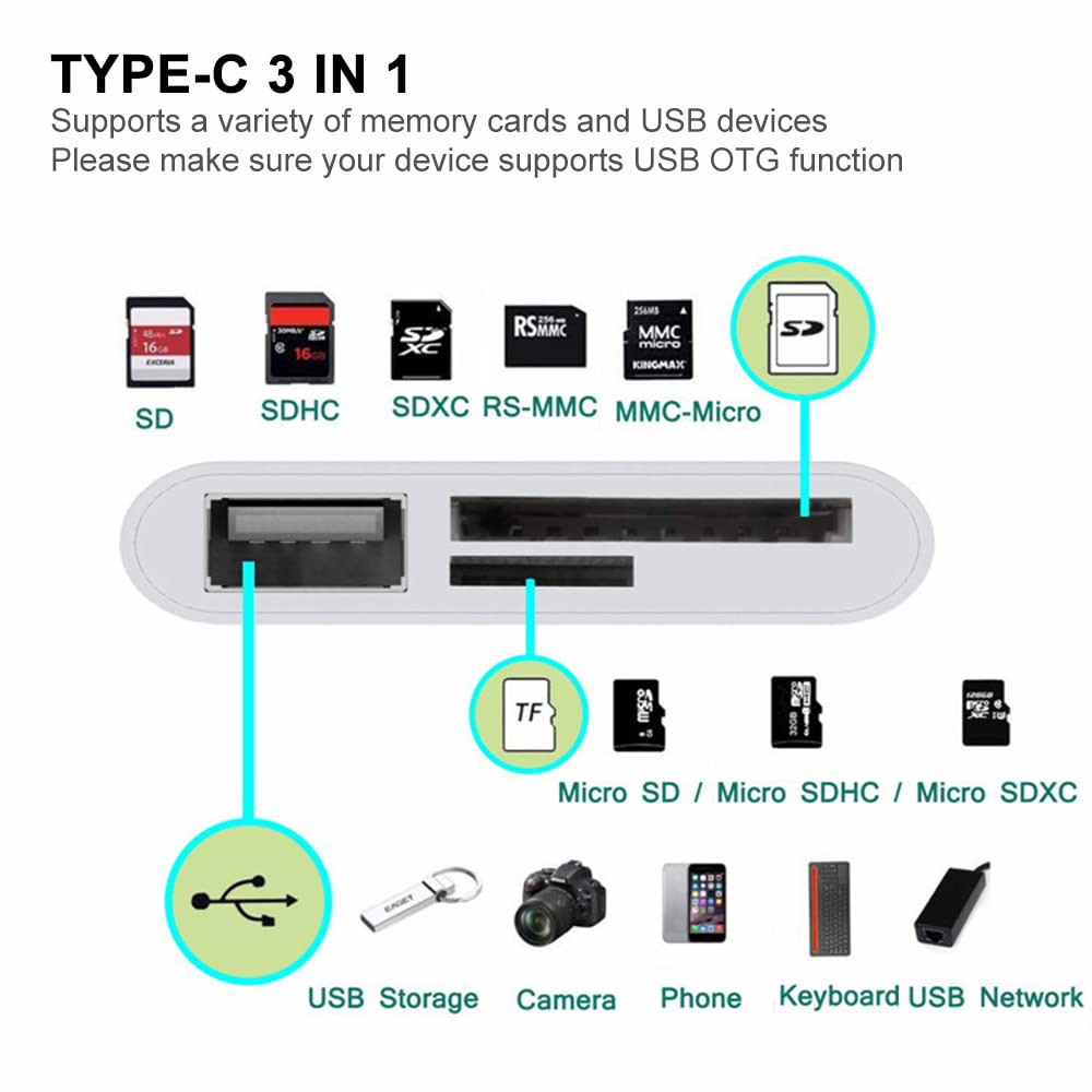 Sd Card Reader, Usb C Micro Sd Card Reader, Memory Card Reader Otg Adapter, Type C Sd/Tf Card Reader, Compatible With Macbook, L