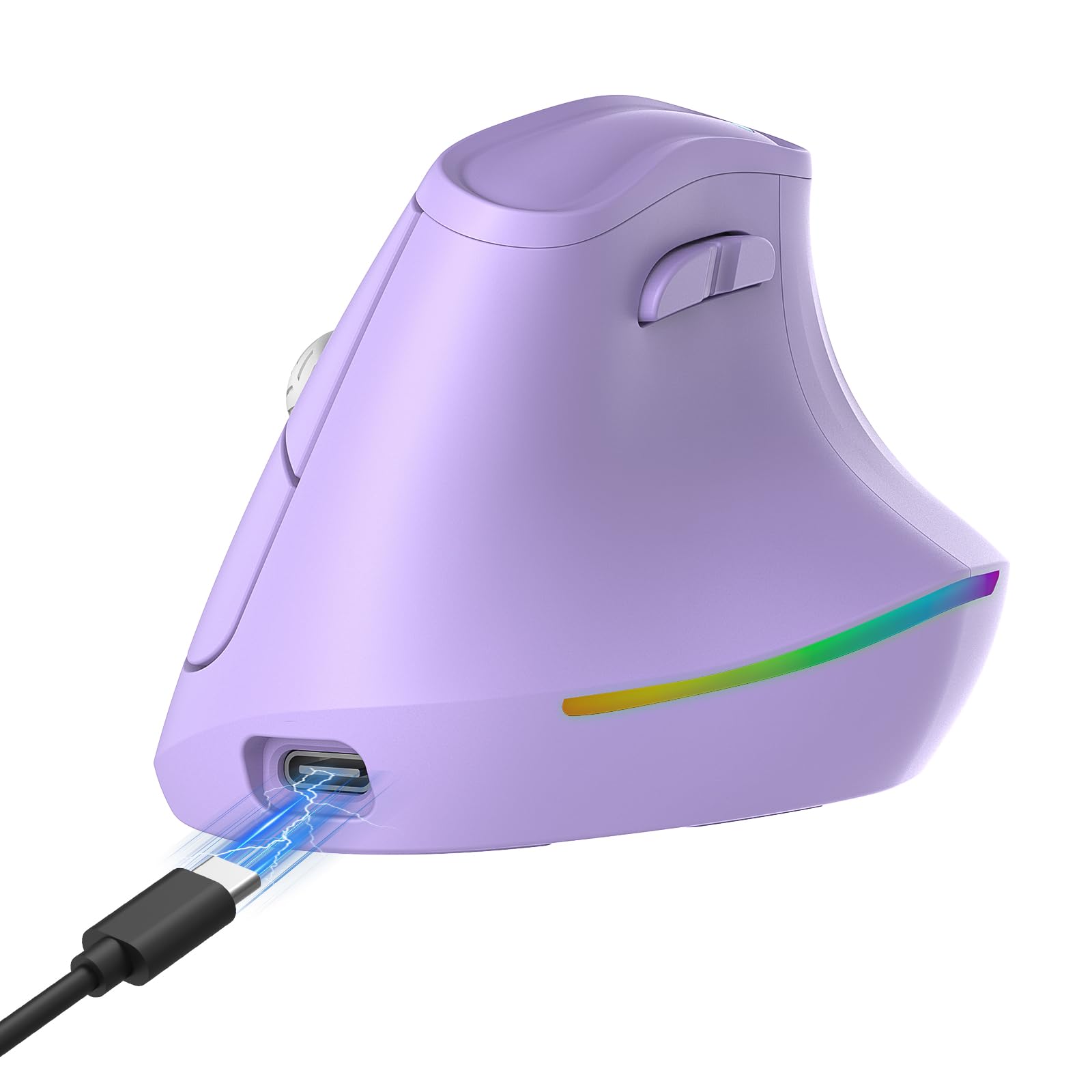KYSONA 57 Wireless Ergonomic Mouse, Vertical Mouse, Carpal Tunnel Mouse, RGB Light, Rechargeable, Bluetooth & 2.4G, 5-level DPI 
