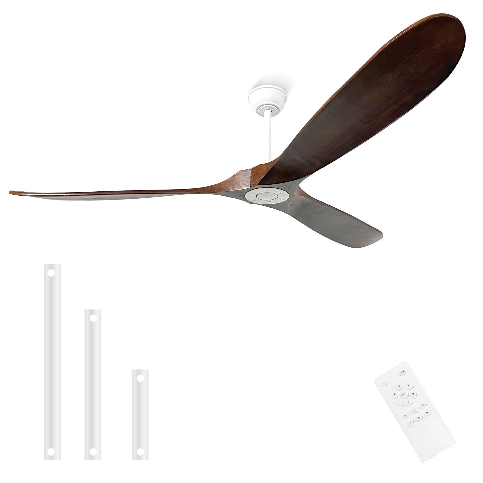 YOZZAN 72 Outdoor Ceiling Fans without Light,3 Solid Wood Blades with DC Silent and Large Airflow,Modern Ceiling Fan for Bedro
