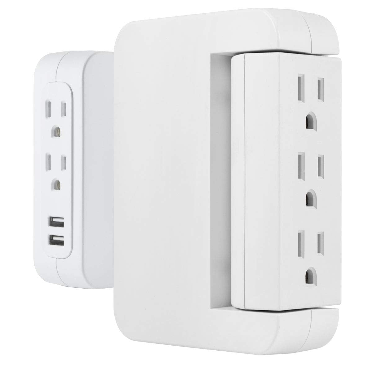 Ge Pro Side Access Swivel Surge Protector, 2 Pack, 5 Outlet Extender With 2 Usb Ports, Wall Tap Adapter, Charging Station, 3 Pro