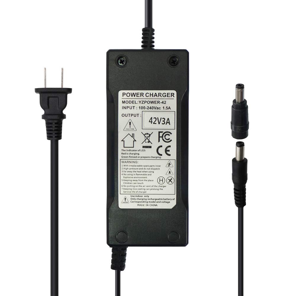 Abakoo 42V 3A Charger Power Supply Adapter For 36V 8Ah 15Ah Lithium Li Ion Battery Pack With Dc 5.5 X 2.5Mm/5.5 X 2.1Mm