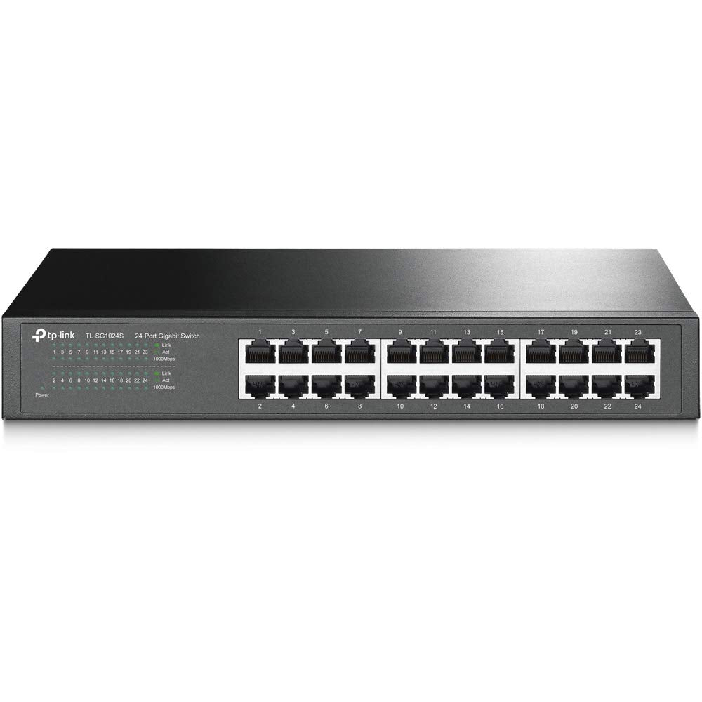 Tp Link 24 Port Gigabit Ethernet Switch Desktop/ Rackmount Plug & Play Shielded Ports Sturdy Metal Fanless Quiet Traffic Optimiz