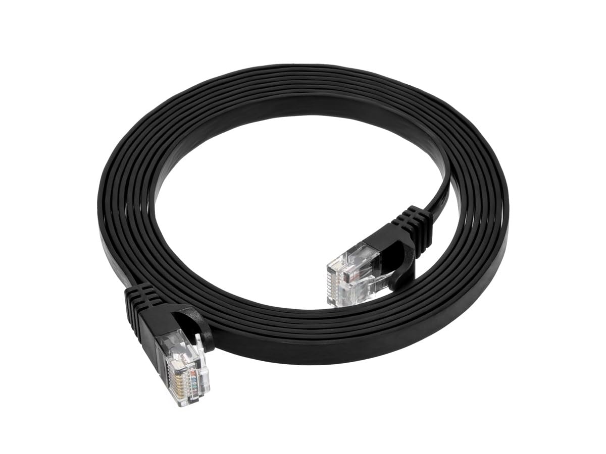 Monoprice Cat5E 7Ft Black Flat Patch Cable Utp 30Awg 350Mhz Pure Bare Copper Snagless Rj45 Flexboot Series Ethernet Cable