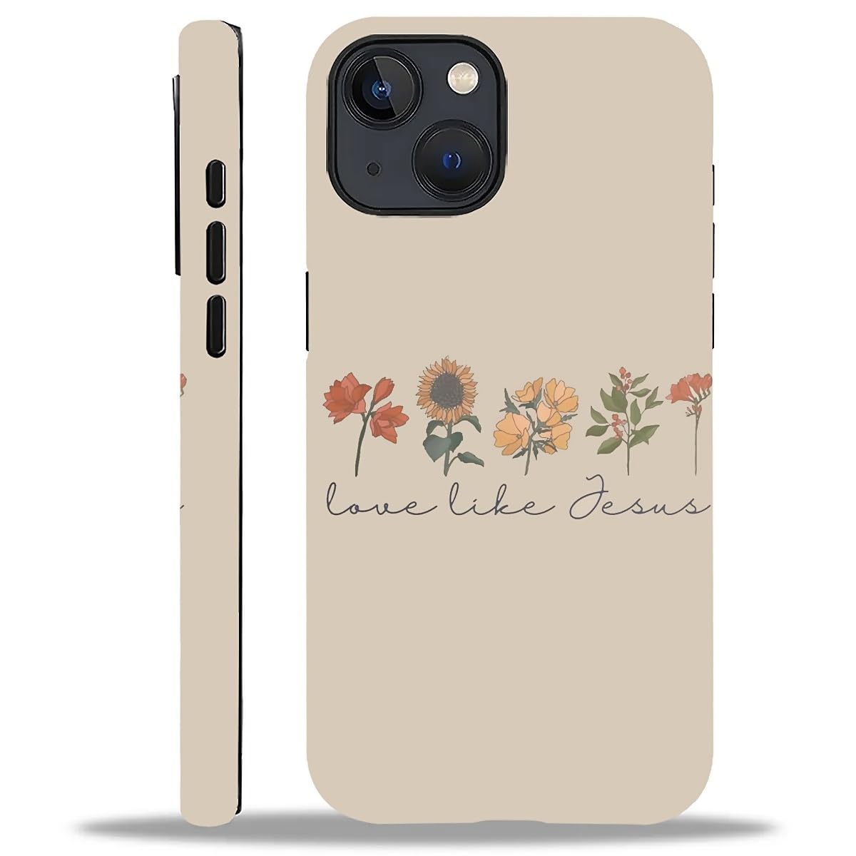 WANKBLC Compatible with iPhone 14 Plus Matte Case, Love Like Jesus Religious Faith Flower Pattern for Girl Full Body Design Soft