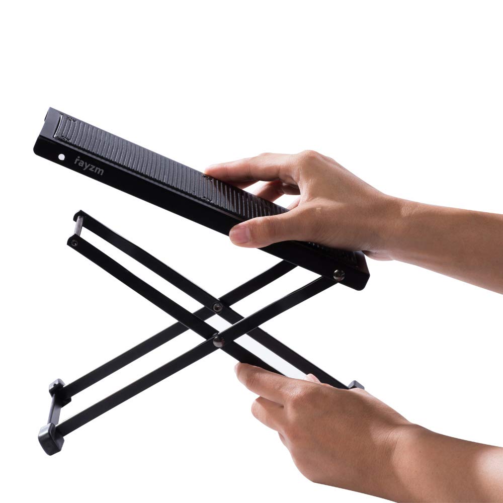Rayzm Guitar Footrest With Anti-Slip Rubber Pad, Foldable Metal Guitar Footstool For Classical/Acoustic/Electric Guitar, Height